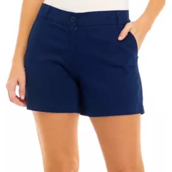 Crown & Ivy Women’s Short Caroline Button/Zip Navy Chino Size-4P EUC - Picture 1 of 5